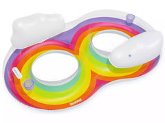 bestway float n fashion rainbow dreams double swim tube