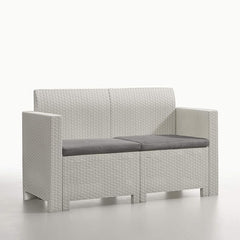 Set Nebraska da Esterno Bianco Salottino con Divano Poltrone e Tavolino