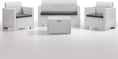 Set Nebraska da Esterno Bianco Salottino con Divano Poltrone e Tavolino