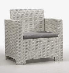 Set Nebraska da Esterno Bianco Salottino con Divano Poltrone e Tavolino