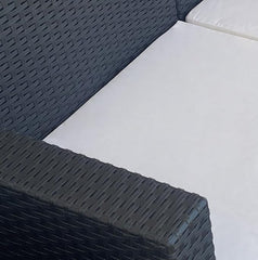 Set Nebraska da Esterno Nero Salottino con Divano Poltrone e Tavolino