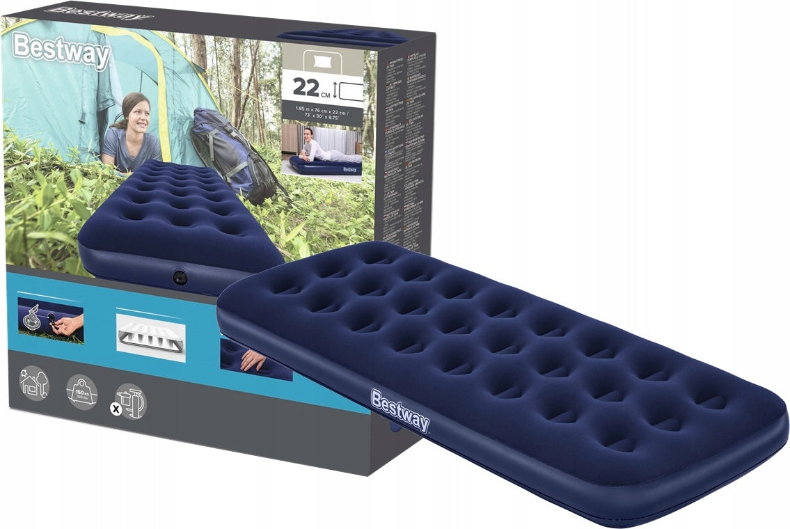 AIRBED PVC BLU FLOCCATO SINGOLO 185x76x22cm