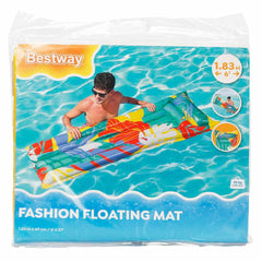 MATERASSINO MOTIVO TROPICALE 4 TUBI 183x69cm AQUA